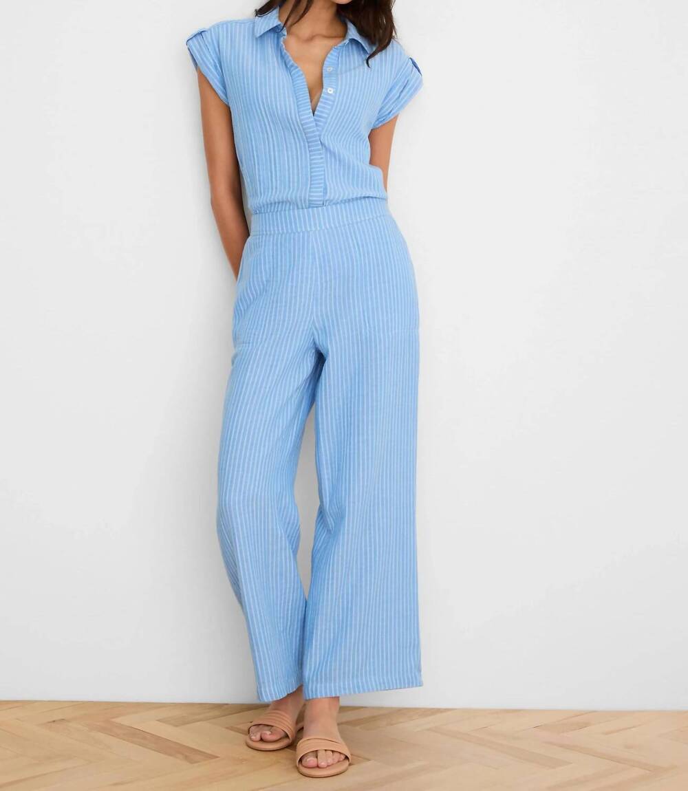 NEW NIC + ZOE fairfield wide leg gauze ankle pant in blue multi